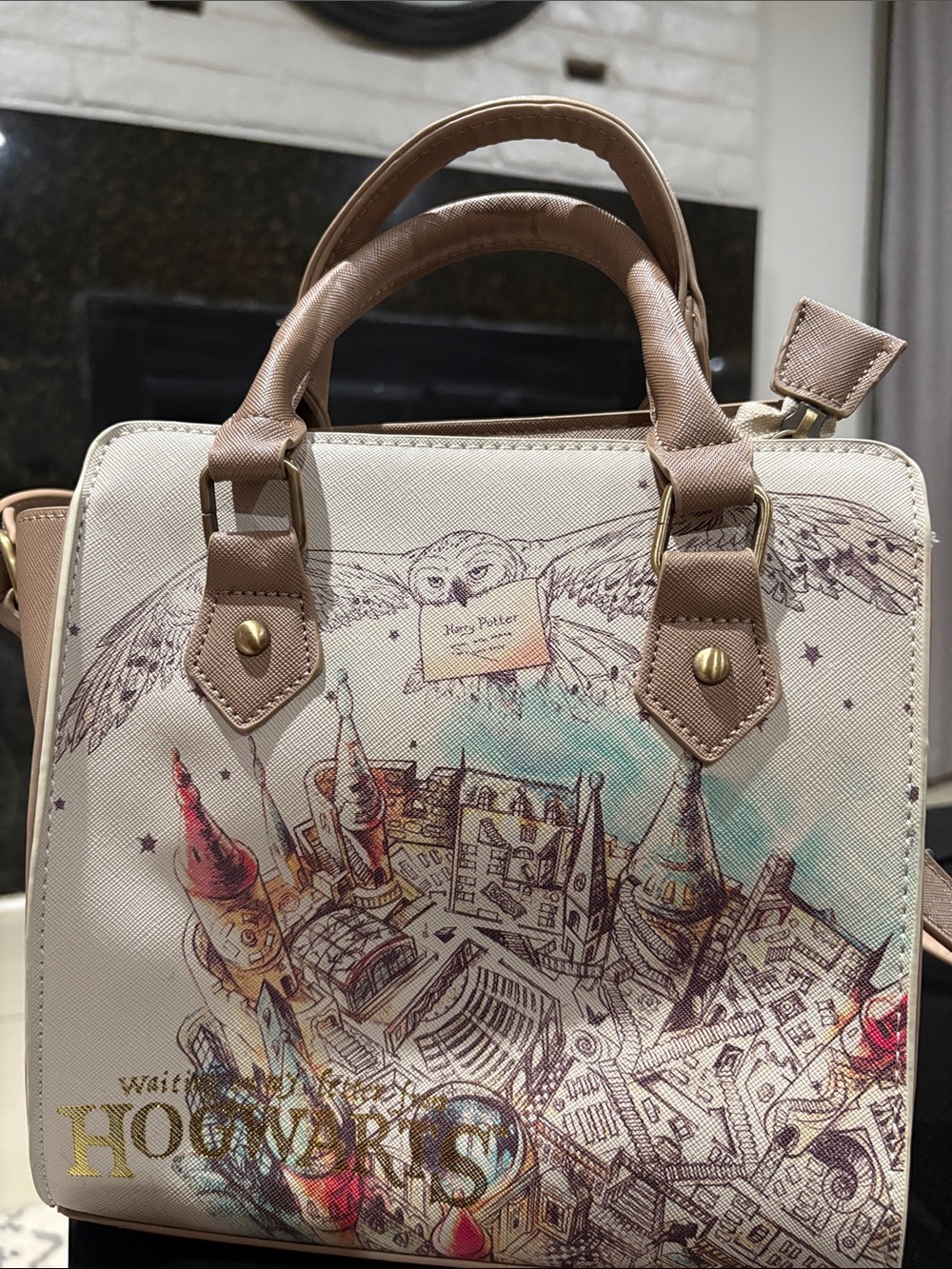 Warner Bros. Cream & Brown Illustrated Harry Potter Satchel